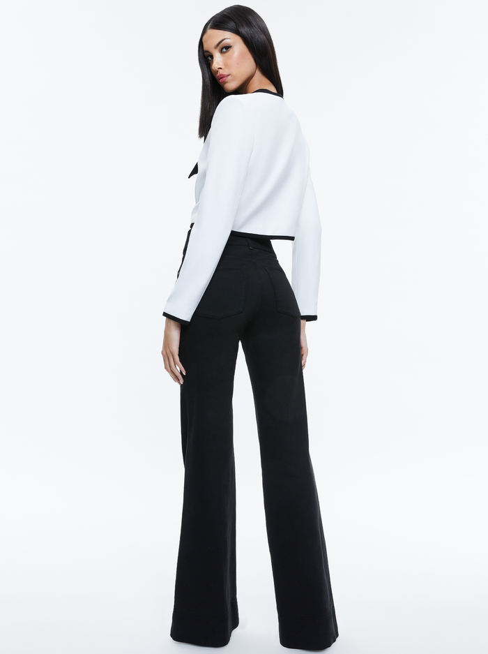 KIDMAN BOW FRONT CROPPED JACKET - OFF WHITE/BLACK image 2 - Alice And Olivia