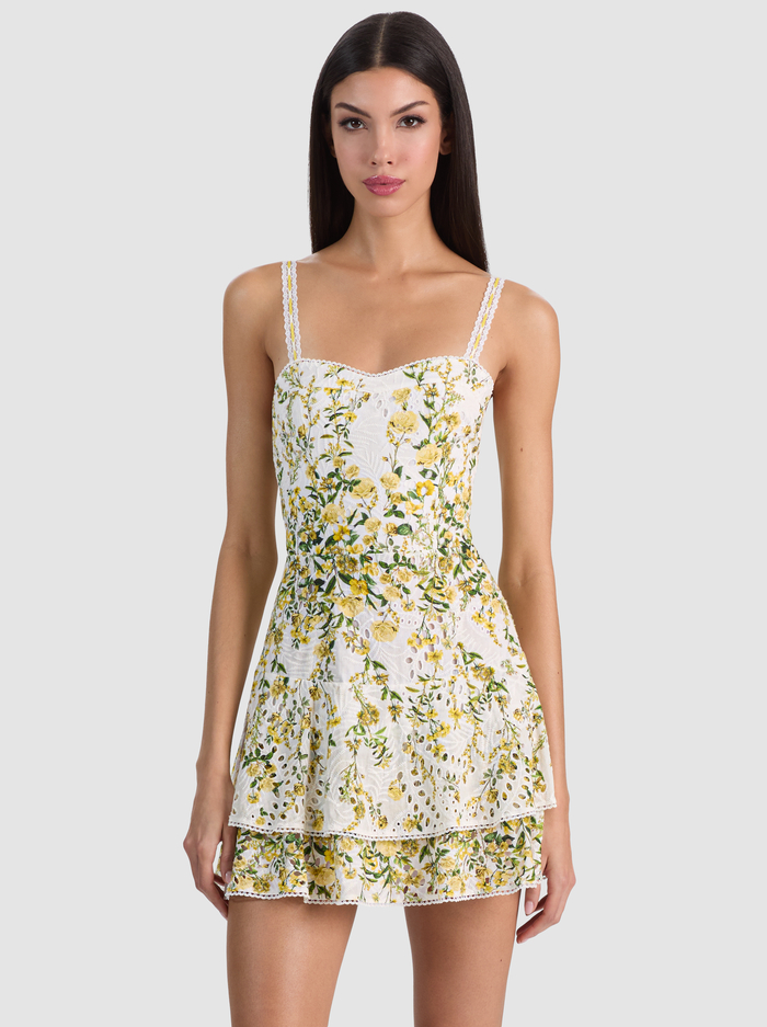 MEREDITH SWEETHEART MINI DRESS - FRESH AIR BUTTER image 4 - ALICE + OLIVIA
