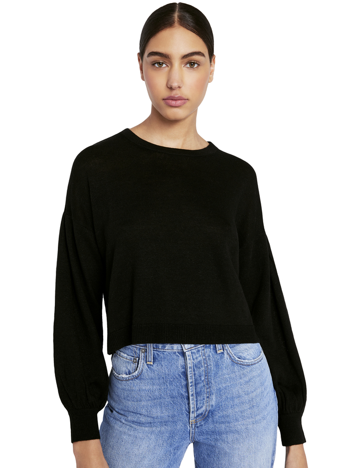 ANSLEY BLOUSON SLEEVE PULLOVER - BLACK image 1 - Alice And Olivia