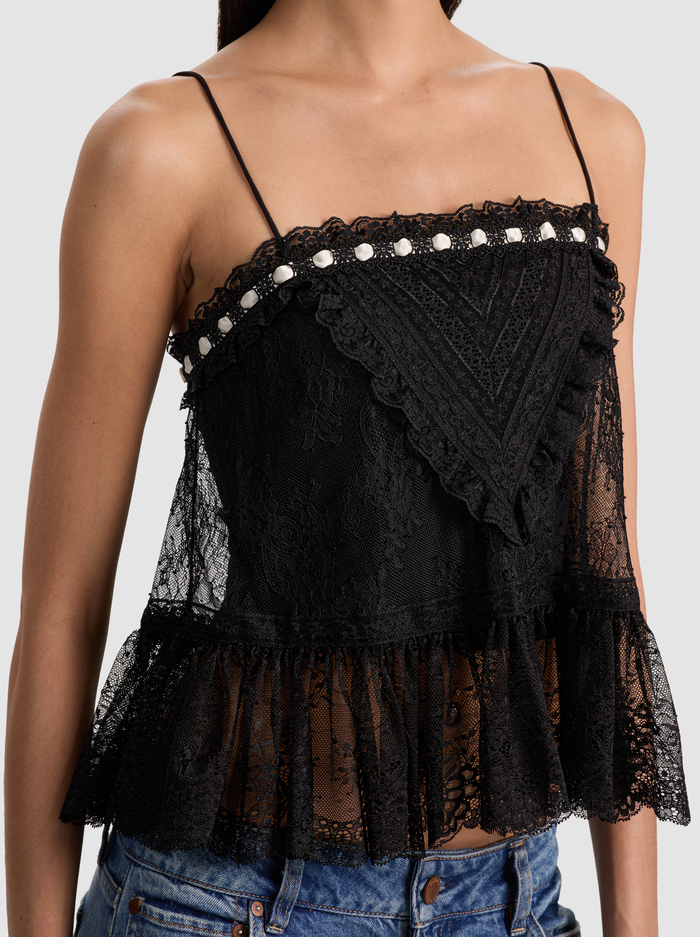 ALESSIA LACE TOP - BLACK image 3 - ALICE + OLIVIA