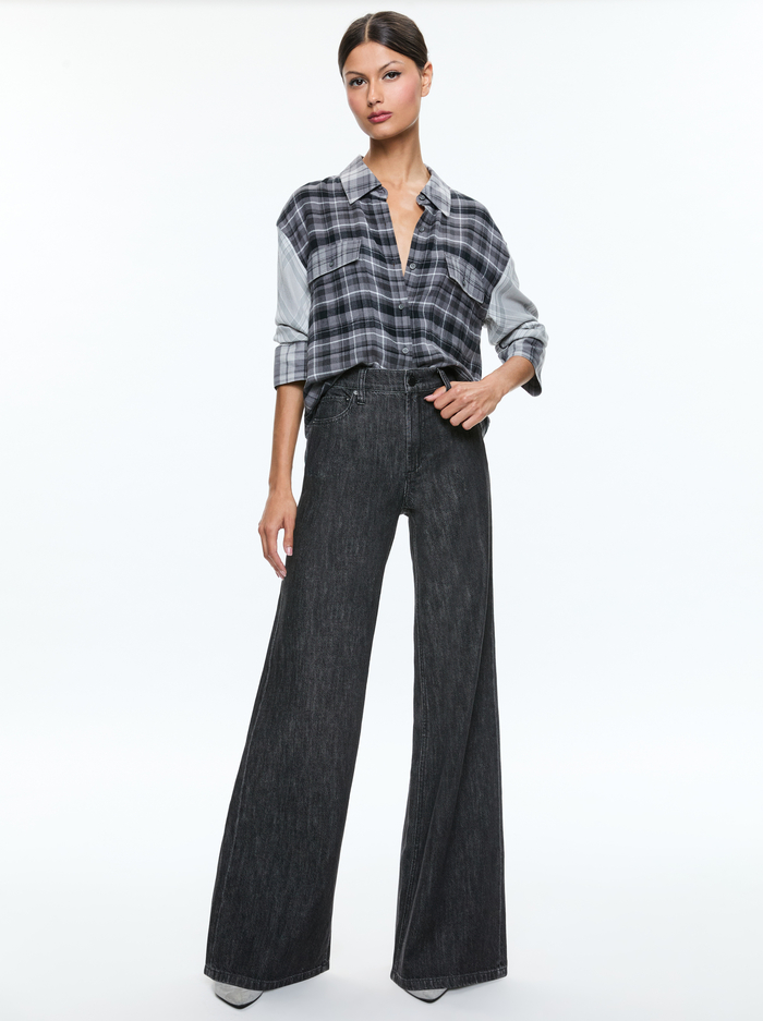 CLIFTON PLAID BUTTON DOWN - MIXED PLAID image 4 - Alice And Olivia