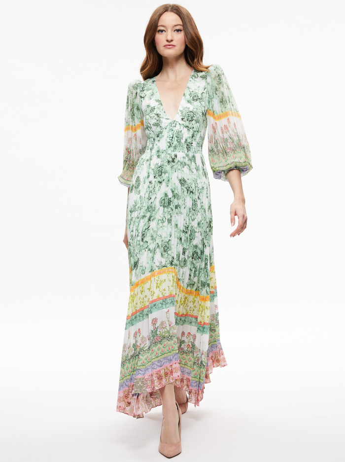 SION SUNBURST PLEATED MAXI DRESS - EFFLORESCENT image 2 - Alice And Olivia