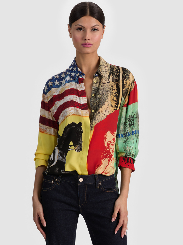 DIMITRA OVERSIZED BUTTON DOWN - STATESIDE CLASSIC - ALICE + OLIVIA