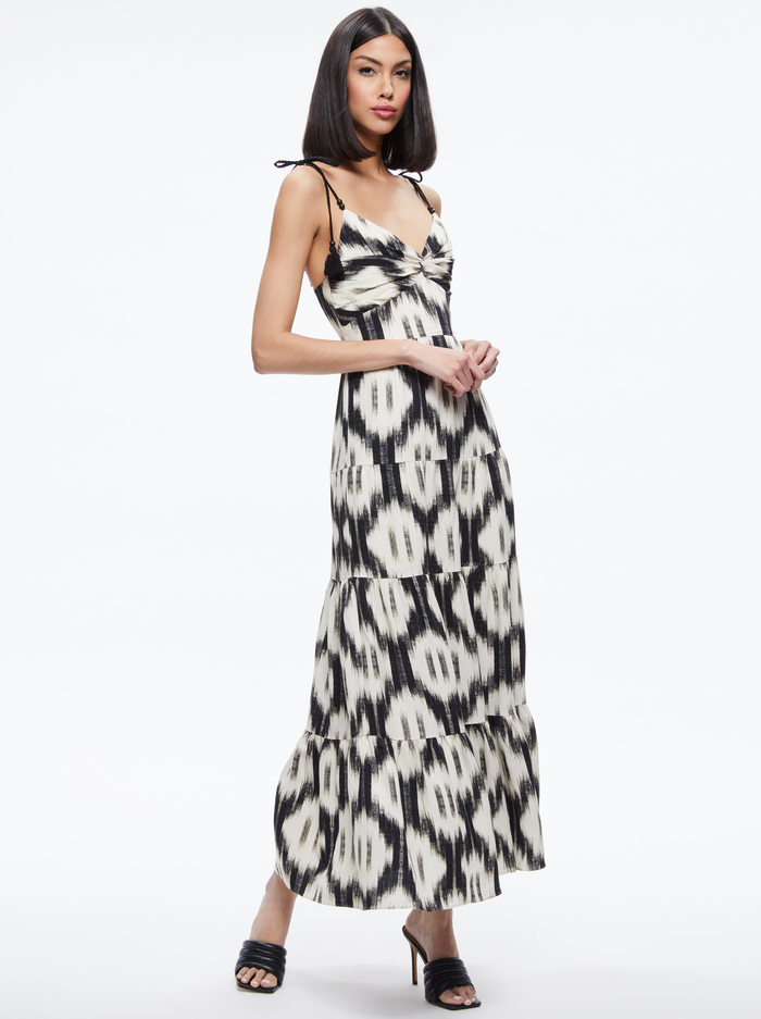 KATARA TWIST TOP TIERED MAXI DRESS - CLASSIC IKAT image 2 - Alice And Olivia