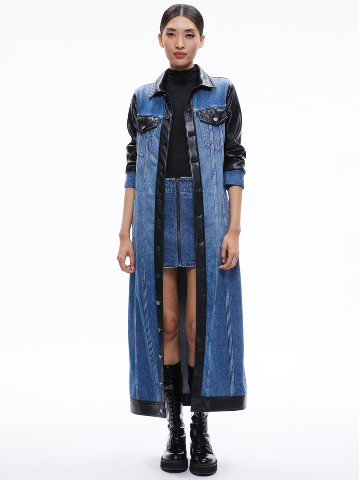 DARREN VEGAN LEATHER COMBINATION JACKET - BROOKLYN BLUE image 4 - Alice And Olivia