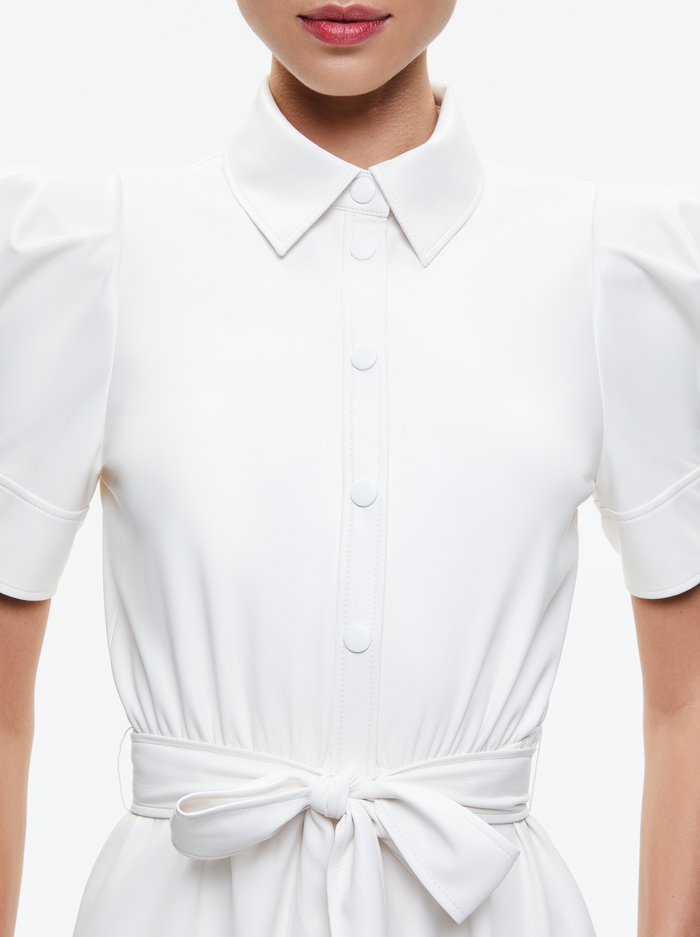 LURLENE SHORT SLEEVE VEGAN LEATHER MINI DRESS - OFF WHITE image 4 - Alice And Olivia