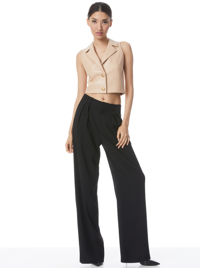 MERI CROPPED DOUBLE BREASTED BLAZER TOP - ALMOND image 3 - ALICE + OLIVIA