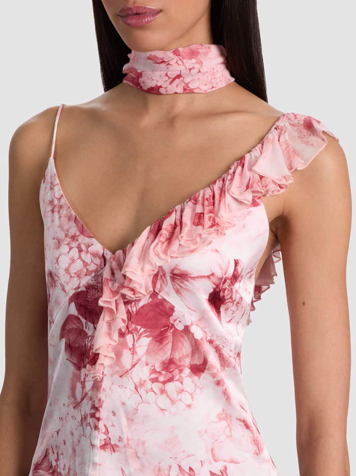 ZELDA RUFFLE TANK WITH SCARF - SEA BREEZE ENGLISH ROSE image 3 - ALICE + OLIVIA