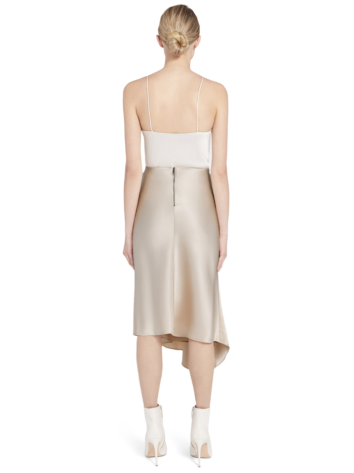 JAYLA DRAPE SLIP MIDI SKIRT - TAUPE image 1 - Alice And Olivia