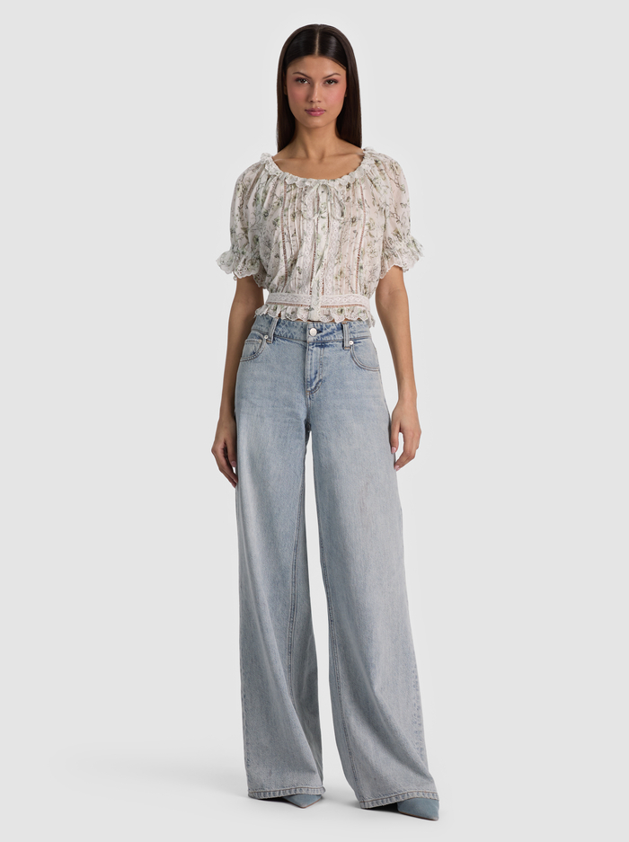 MCLAINE PUFF SLEEVE BLOUSE - FLOWER SHOP LIGHT SAGE image 1 - ALICE + OLIVIA