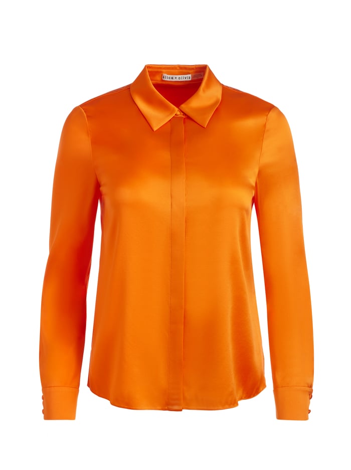 WILLA SILK BLOUSE - ORANGE BLAZE image 5 - Alice And Olivia
