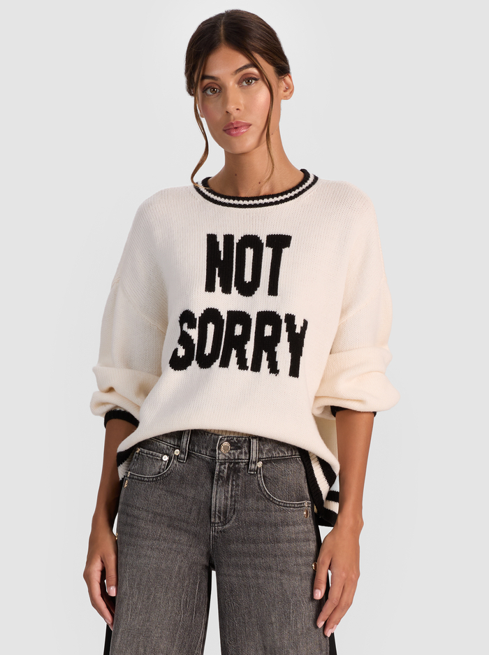 OGDEN NOT SORRY PULLOVER - ECRU/BLACK - Alice And Olivia