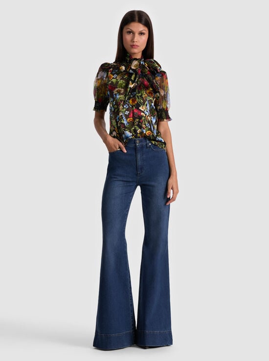 SOCIAL HOUR BLACK-BRENTLEY PUFF SLEEVE BLOUSE