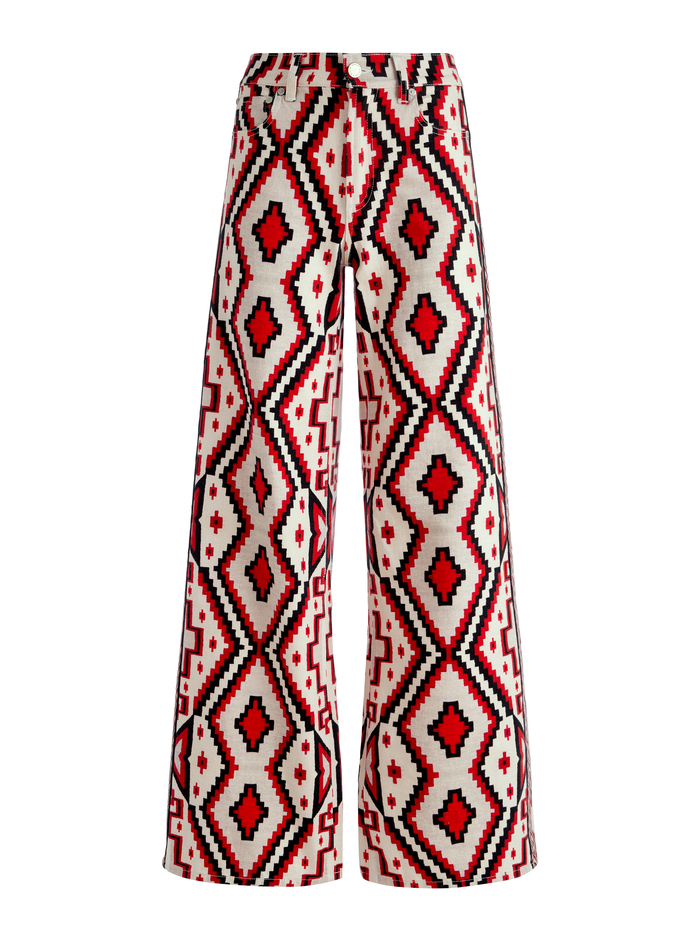 TRISH MID RISE BAGGY JEAN - DREAM HOME BRIGHT RUBY image 5 - Alice And Olivia