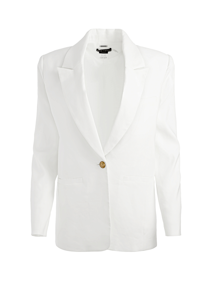 BILLIE BOXY LINEN BLAZER - OFF WHITE image 5 - Alice And Olivia