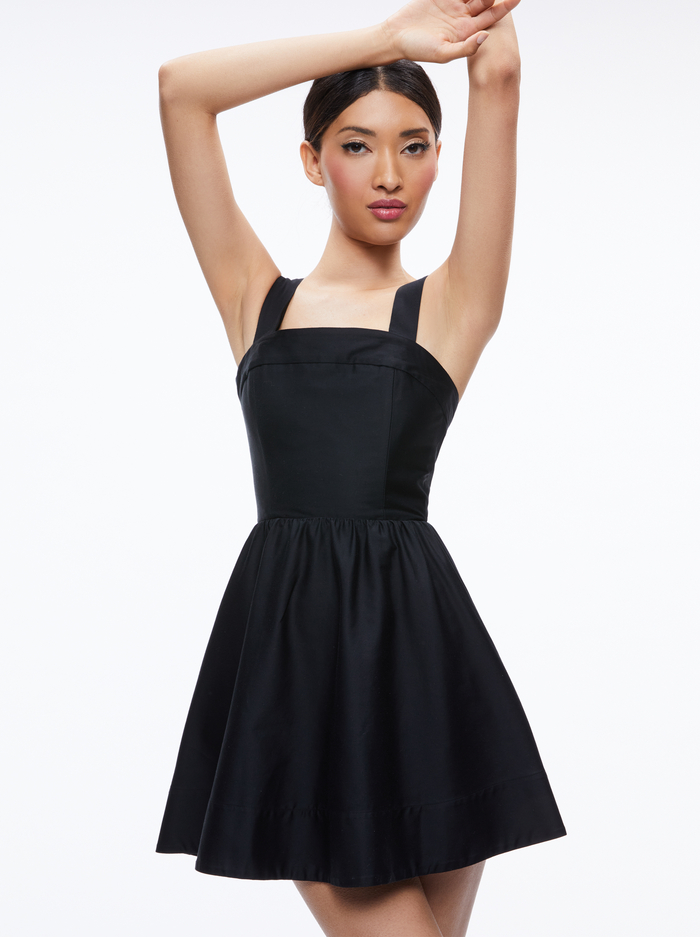 SAIGE TIE BACK MINI DRESS - BLACK image 2 - Alice And Olivia