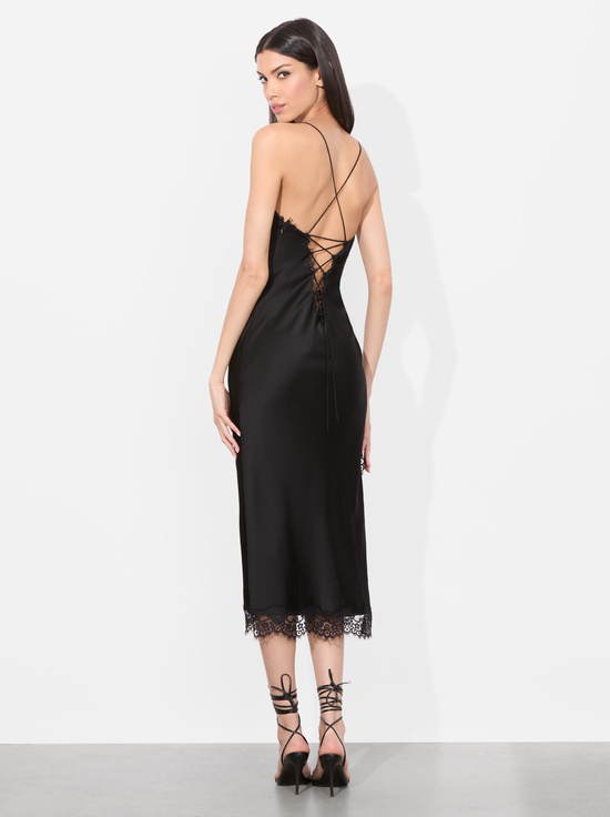 BLACK-ZAIRA LACE SLIP MIDI DRESS