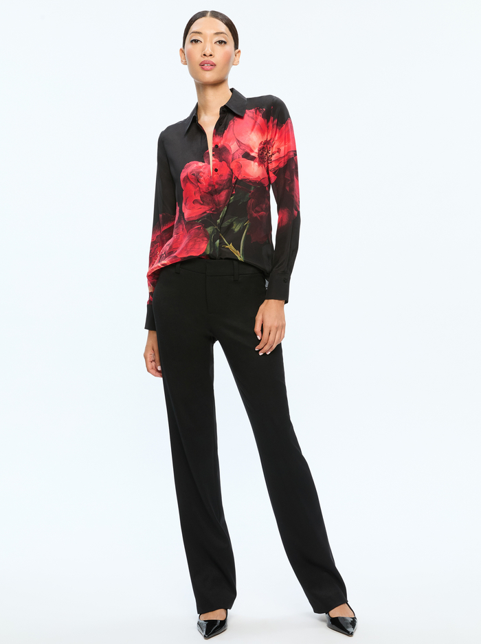 BRADY SILK BLOUSE - PEONY PETALS BRIGHT RUBY image 1 - Alice And Olivia