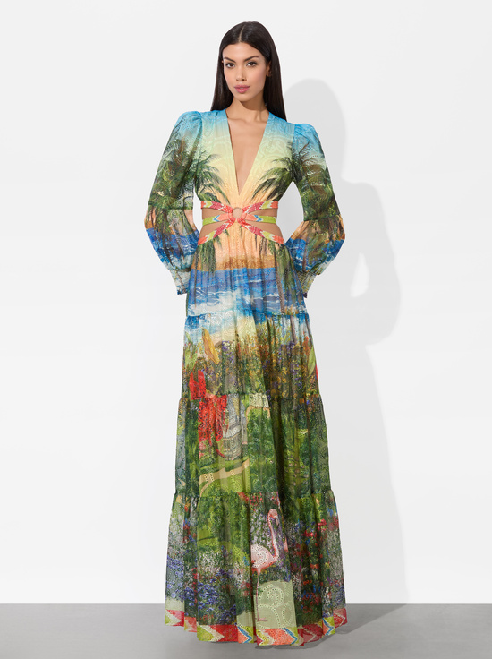 ISLAND DREAMS MULTI-PATRICA TIERED DRESS