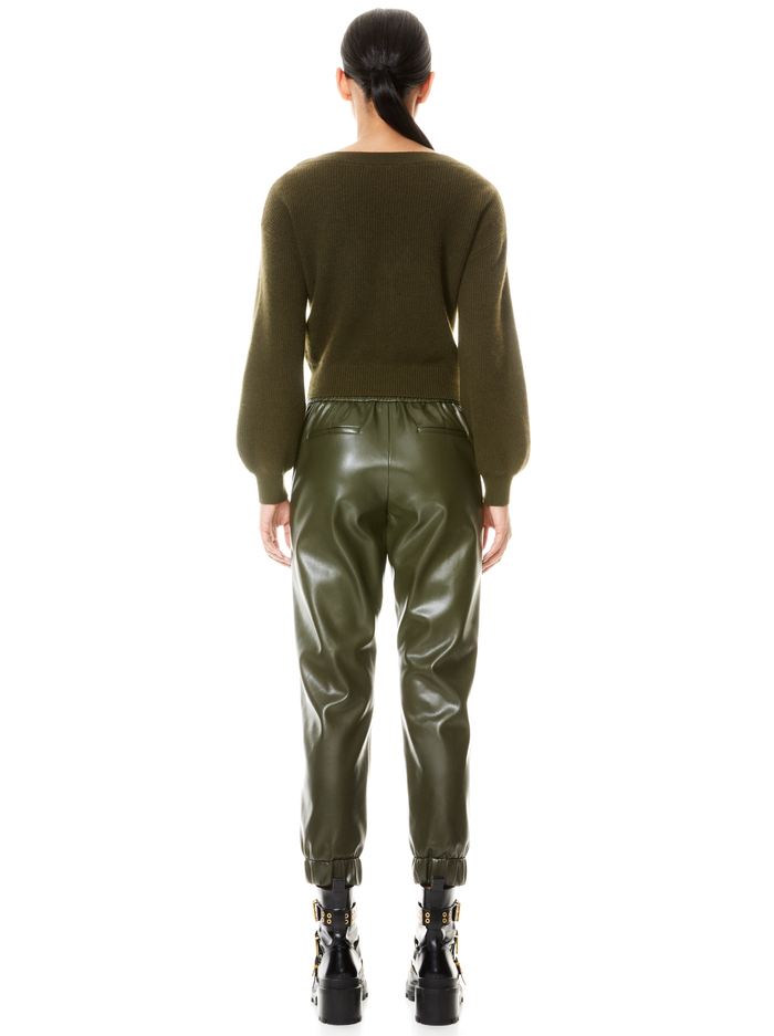 PETE VEGAN LEATHER JOGGER - OLIVE image 1 - Alice And Olivia