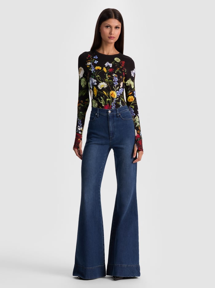 OLEA LONG SLEEVE BODYSUIT - SOCIAL HOUR BLACK image 1 - Alice And Olivia