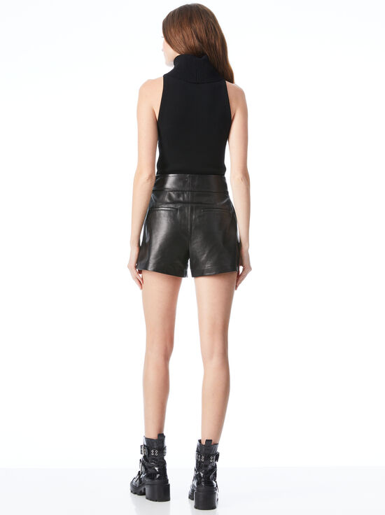BLACK-CADY LEATHER SHORT