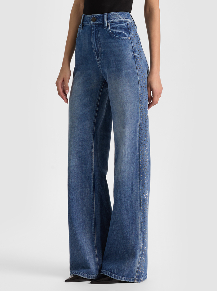 CHIC EMBELLISHED JEAN - BROOKLYN BLUE/HEMATITE - ALICE + OLIVIA