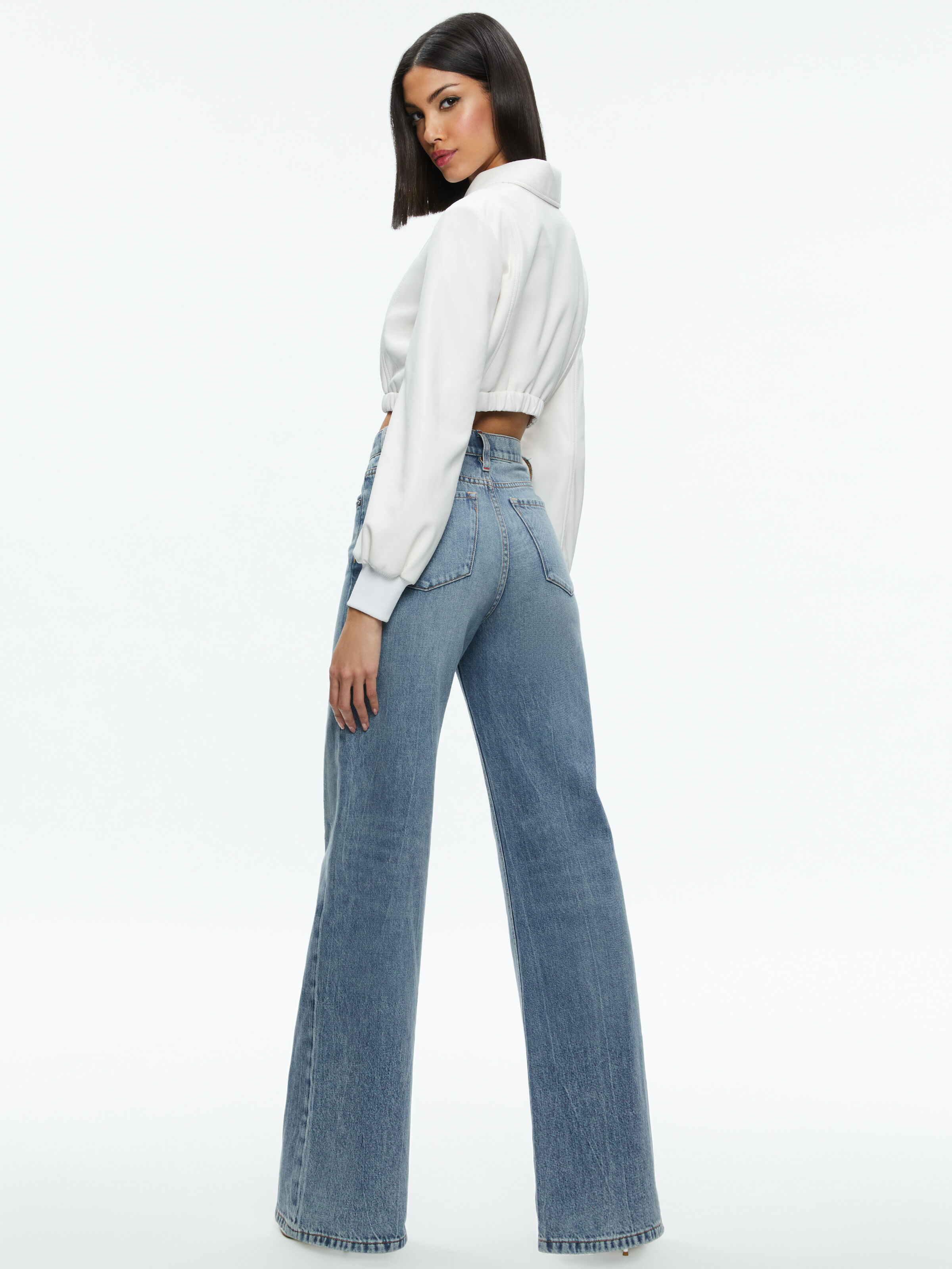 Alice and olivia white leather jacket hotsell