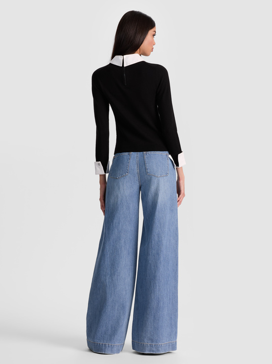 BLACK-PORLA COLLARED SWEATER