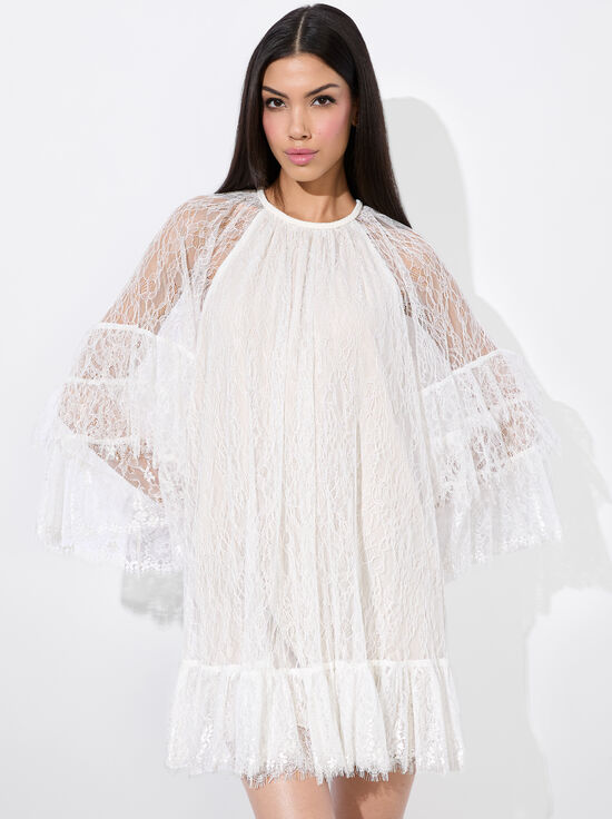 OFF WHITE-DELIA RUFFLED TUNIC DRESS