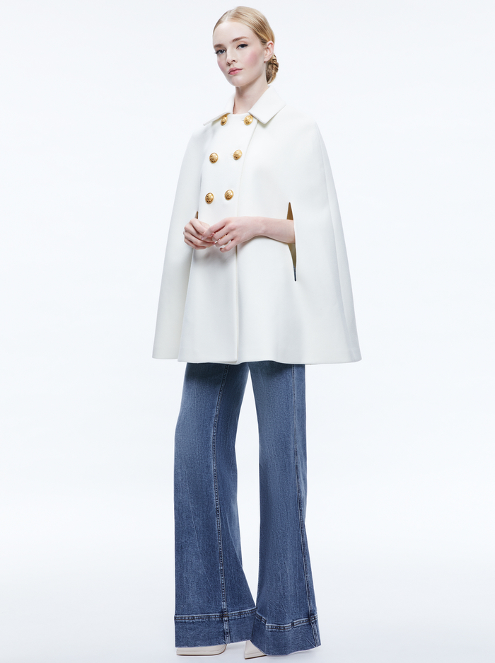 REYNALDA DOUBLE BREASTED CAPE - ECRU image 4 - Alice And Olivia