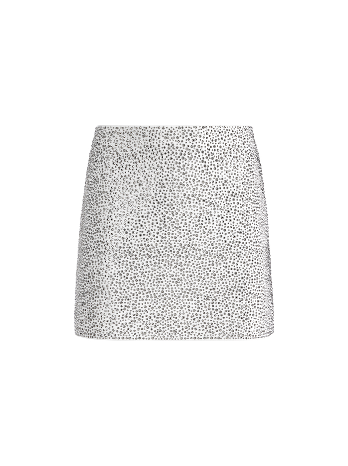 RILEY EMBELLISHED CLEAN WAIST A-LINE SKIRT - OFF WHITE/SILVER image 5 - Alice And Olivia