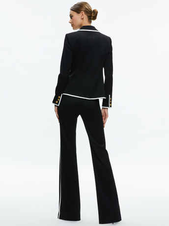 BLACK/OFF WHITE-MYA CONTRAST PIPING FITTED BLAZER