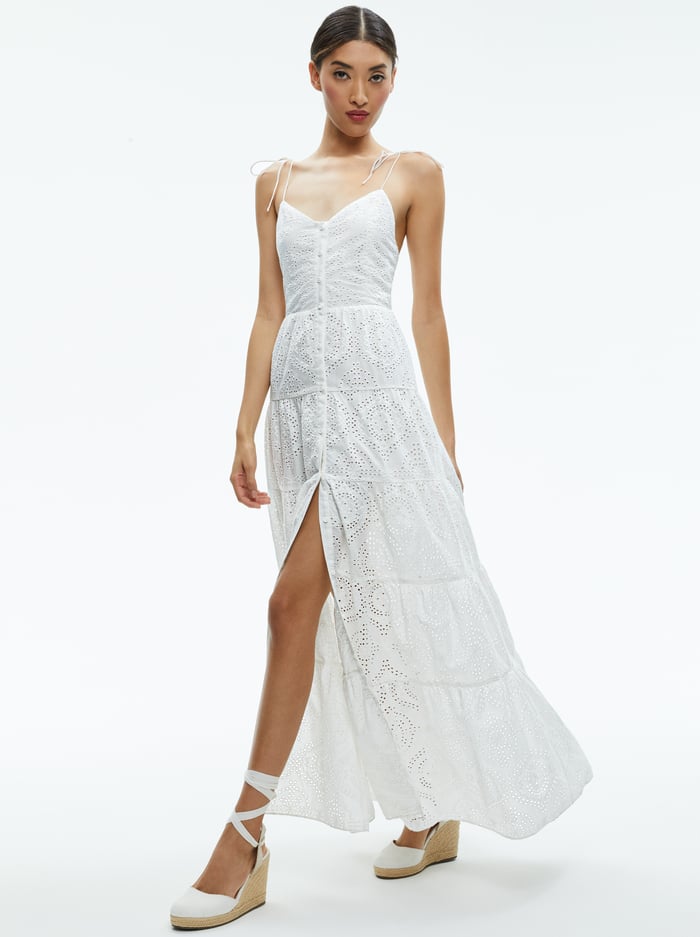 SHANTELLA TIERED BUTTON FRONT MAXI DRESS - OFF WHITE image 4 - Alice And Olivia