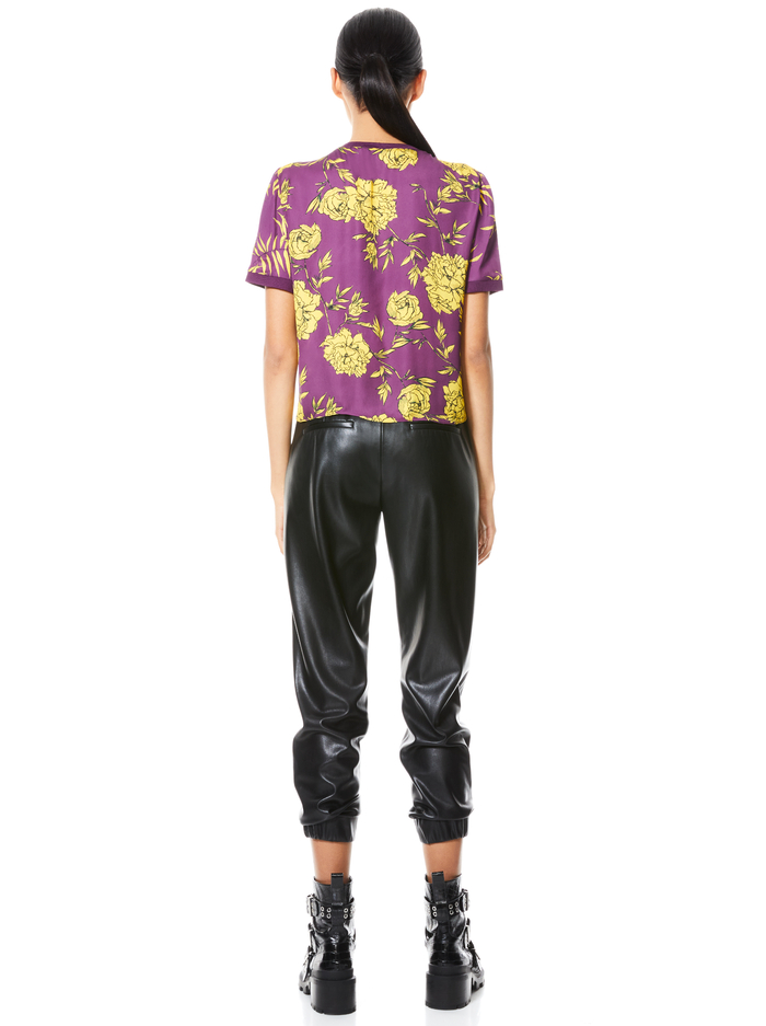 PIERA RIB TRIM SHORT TEE - PURE PEONY BOYSENBERRY image 2 - ALICE + OLIVIA