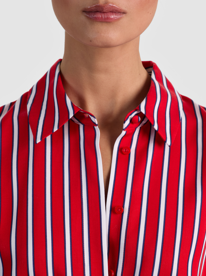 DIMITRA OVERSIZED BUTTON DOWN - TEAKWOOD CHILI PEPPER image 3 - ALICE + OLIVIA