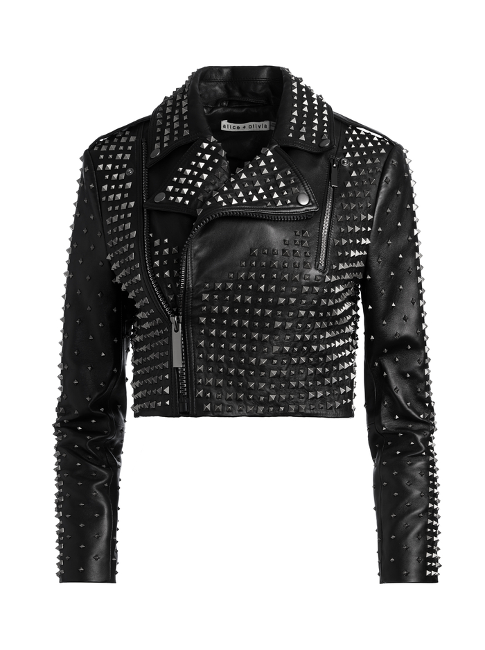 KRISHNA CROPPED MOTO LEATHER JACKET - BLACK image 5 - ALICE + OLIVIA