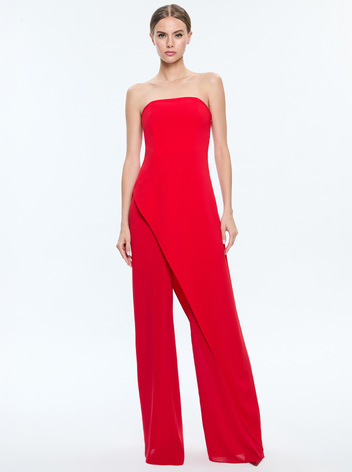 ALONDRA JUMPSUIT - BRIGHT RUBY - Alice And Olivia