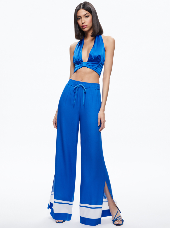 SAVETTA HIGH WAISTED WIDE LEG SIDE SLIT PANT - BEYOND STRIPE image 2 - Alice And Olivia