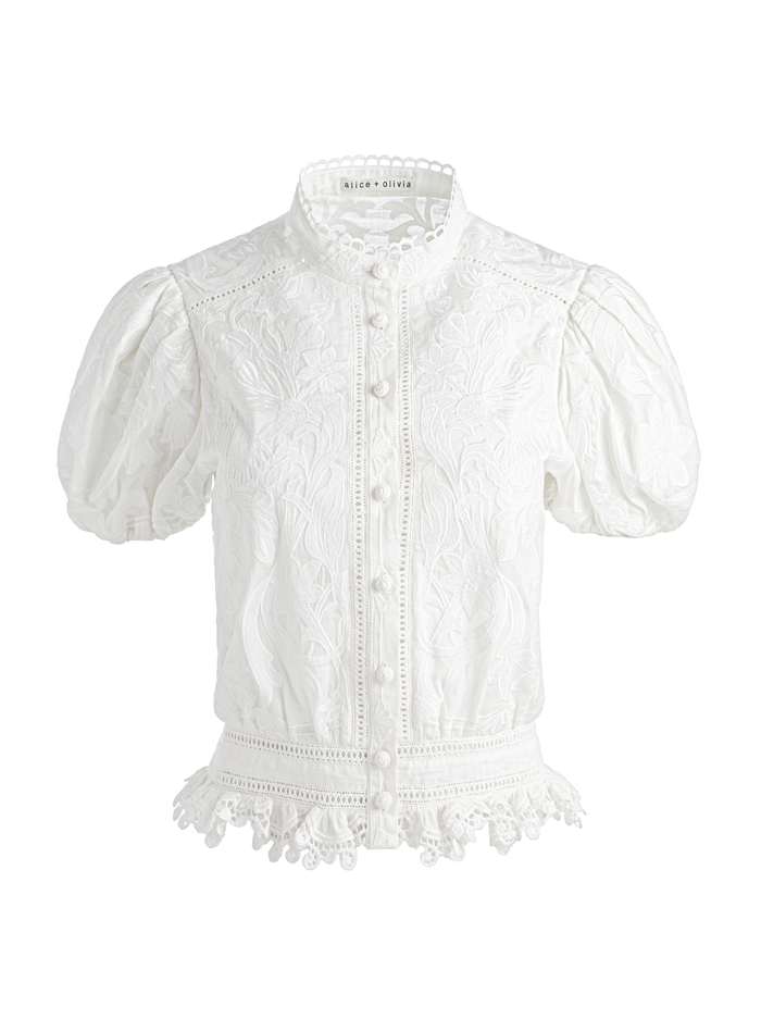 LORYN EMBROIDERED BLOUSE - OFF WHITE image 5 - Alice And Olivia
