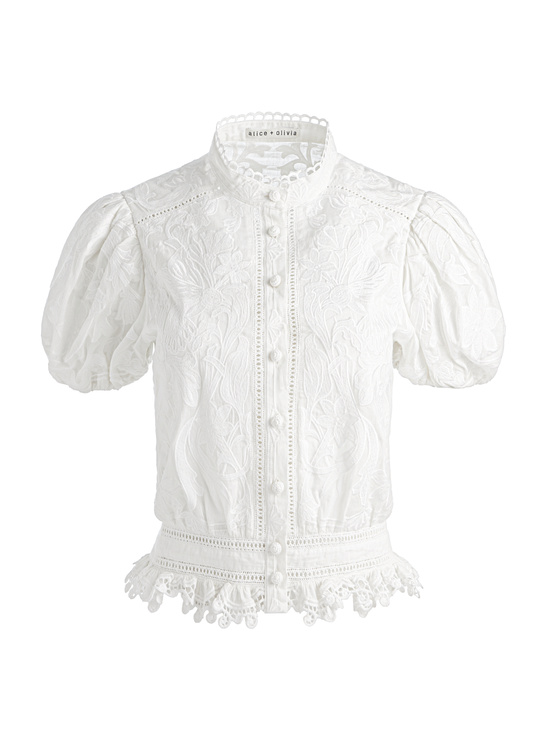 OFF WHITE-LORYN EMBROIDERED BLOUSE