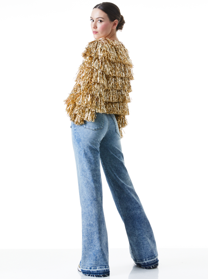 FAWN FRINGE TINSEL JACKET - GOLD image 1 - Alice And Olivia