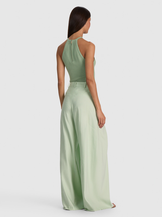GREEN LILY-BLAIRE PLEATED LINEN PANT