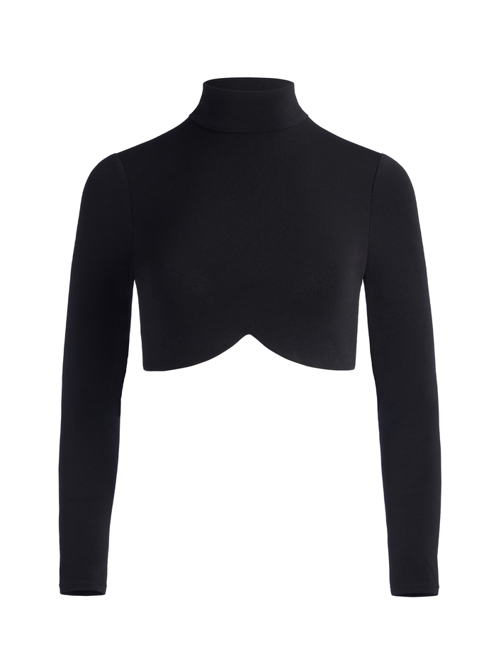 MELANGE CURVED CROPPED TURTLENECK - BLACK image 5 - Alice And Olivia