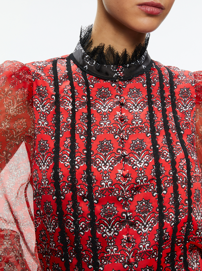 BETTINA BLOUSON SLEEVE TOP - ALLURE MEDALLION image 3 - Alice And Olivia