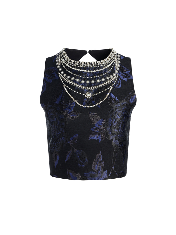 CHERRA EMBELLISHED CROP TOP - BLACK image 5 - Alice And Olivia