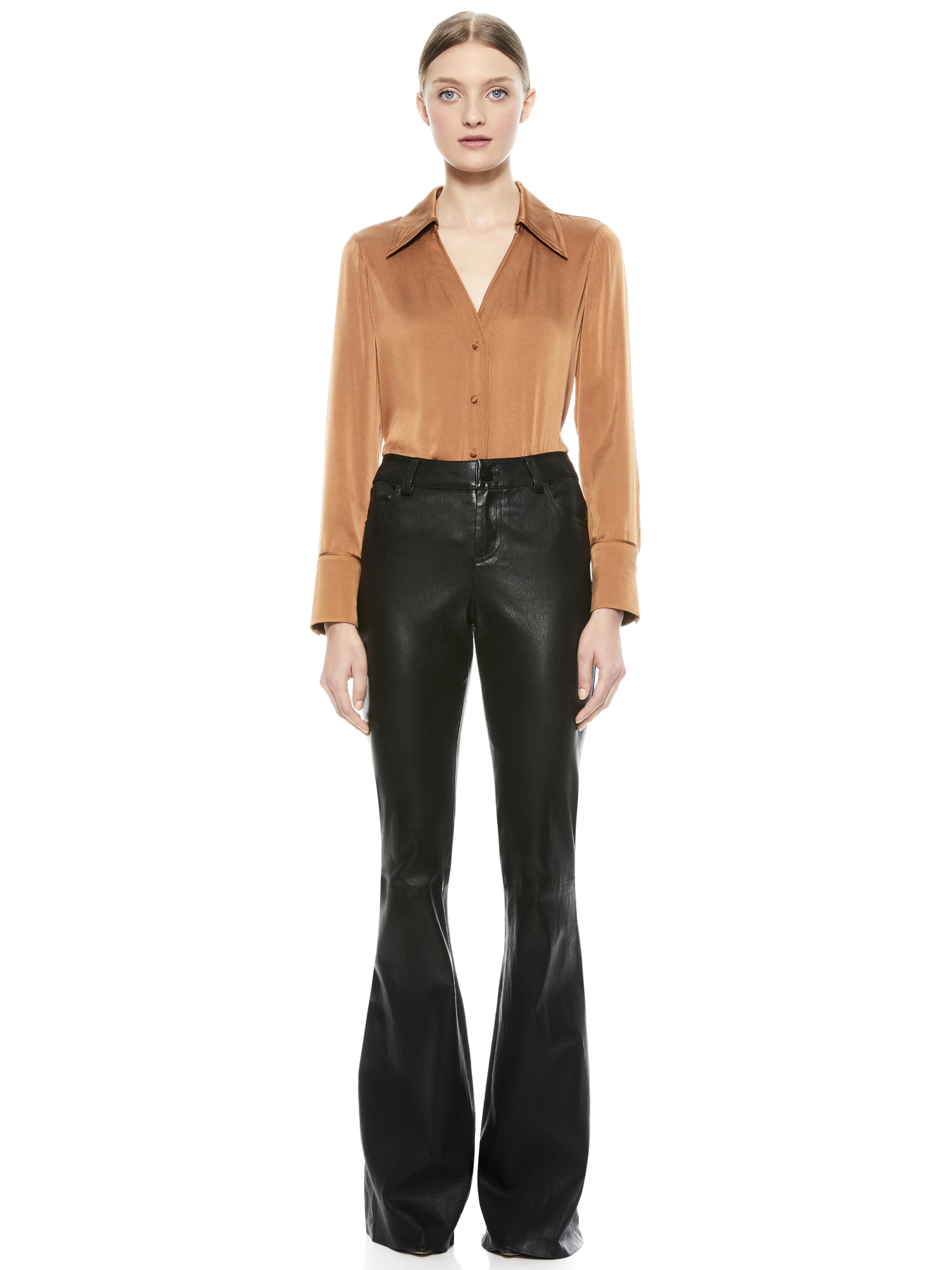 Hope Button Down Blouse In Camel | Alice And Olivia