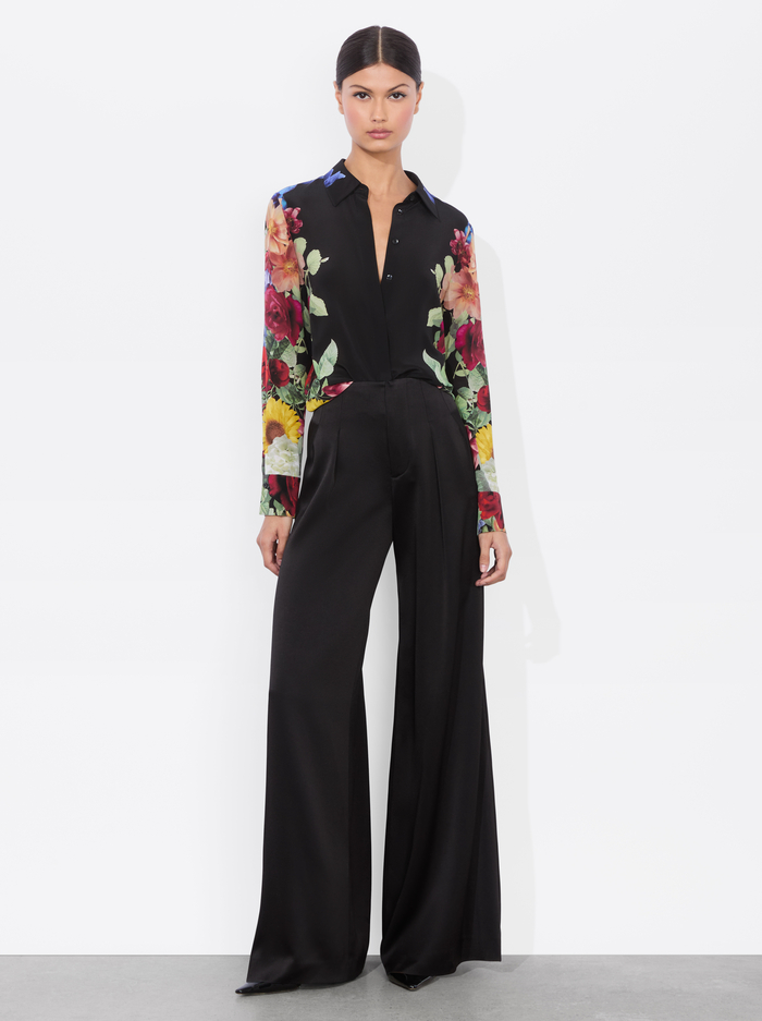 BRADY SILK BLOUSE - GARDEN BRUNCH BLACK image 1 - Alice And Olivia