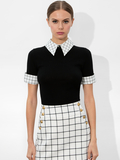 ASTER COLLARED PULLOVER - BLACK/SOFT WHITE