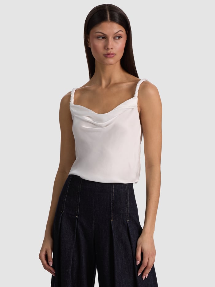 MONIQUE TWIST STRAP TANK - OFF WHITE - ALICE + OLIVIA